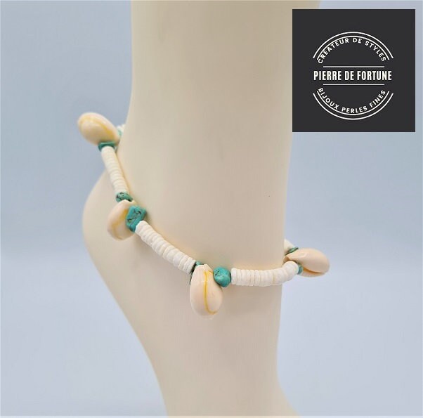 Coral and shell ankle bracelet