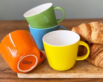 Large Coffee Mug | 400ml Colour Block Cup - Lemon Yellow, Pumpkin Orange, Sky Blue, Apple Green