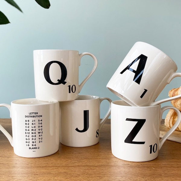 Mug lettre Scrabble | Produit sous licence officielle | Tasse à café en céramique de 370 ml