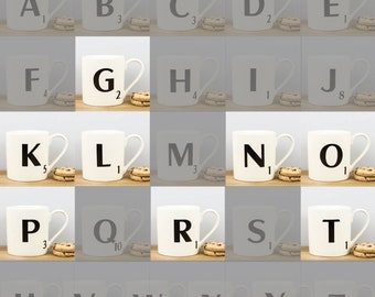 Scrabble Letter Mug | Wild & Wolf Discontinued Version | 370ml Ceramic Coffee Cup