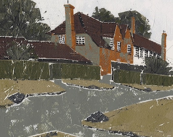 Hampstead Garden Suburb, London: original acrylic painting.  Unframed, no mount.