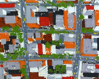 Street pattern, Greenwich Village, New York: original acrylic painting,  unframed, no mount