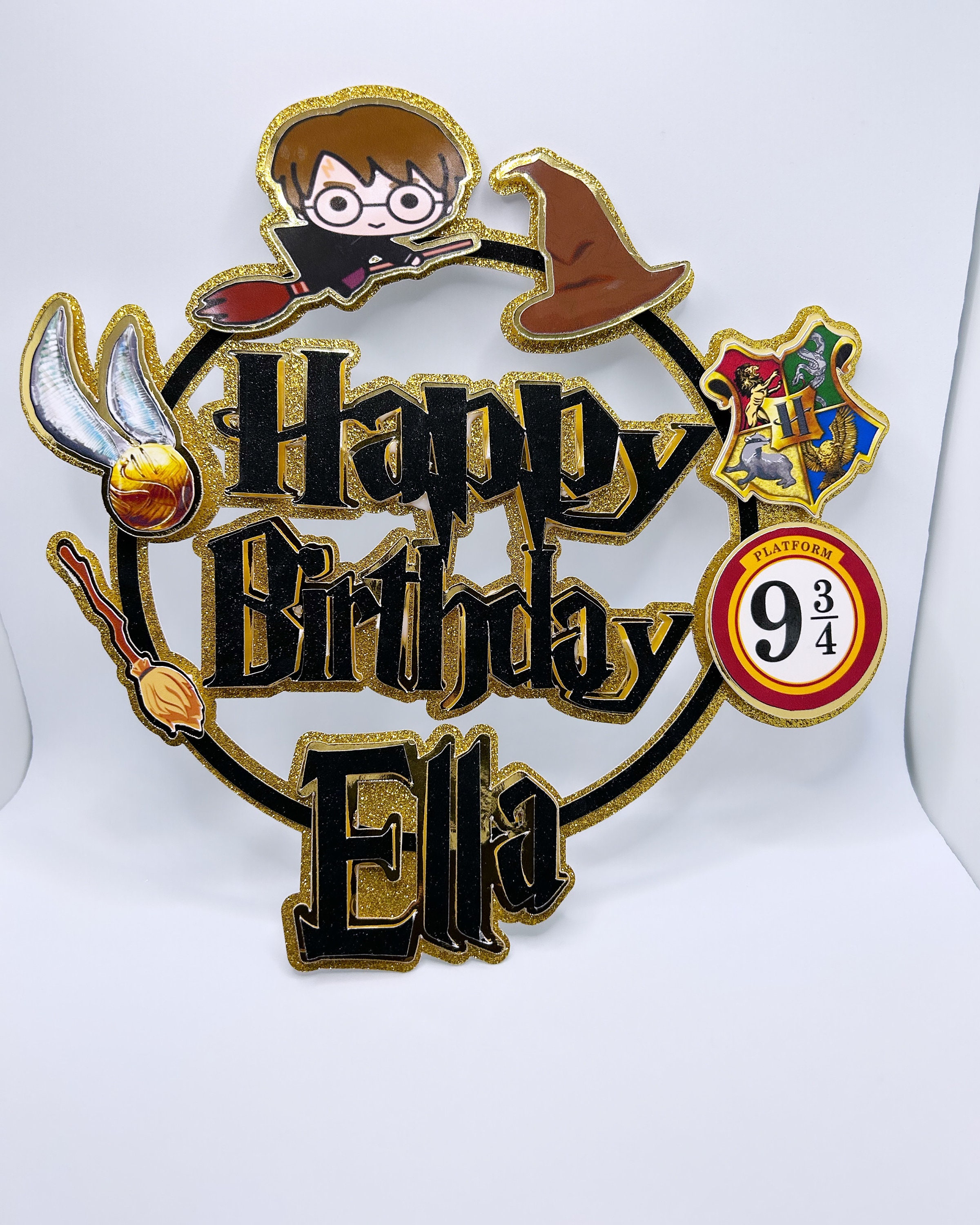 Happy Birthday Cake Topper Harry Potter Style Png, Cricut File