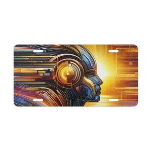 Matrícula artística, decoración única para coche, arte de matrícula, arte mural con estilo, diseño futurista, accesorio genial para coche. imagen 1