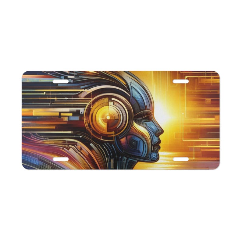 Matrícula artística, decoración única para coche, arte de matrícula, arte mural con estilo, diseño futurista, accesorio genial para coche. imagen 1