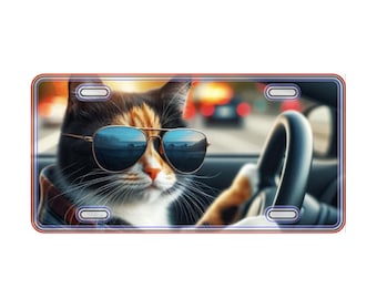 Cat License Plate, Gift For Her, Cat Lovers, Fun Car Accessory, Pet Owner, Cat, Cute License Plate, Cat Lover, Pet, Cute Cat, Vanity Tag