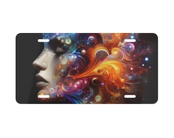 Colorful Artistic Vanity Plate, Futuristic Art License Plate, Unique Auto Accessories, Gift For Her, Abstract Art Wall Decor