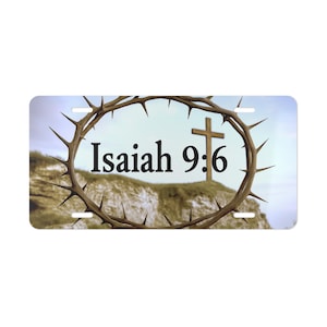 Isaiah 9:6 License Plate, Bible Verse Vanity Plate, Christ Gift, Biblical Car Decor