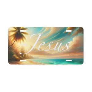 Jesus License Plate, Tropical Paradise Vanity Plate, Jesus, Beach, Summer, Religious, Christian License Plate