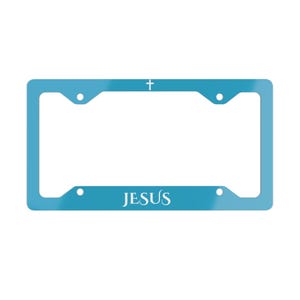 Jesus License Plate Frame Turquoise, Christ Gift, License Plate Christian, Jesus, License Plate Jesus, Inspirational Christ Decoration