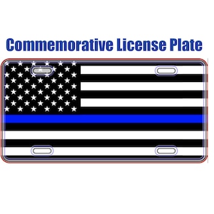 Dünne blaue Linie Nummernschild, Unterstützung bei der Strafverfolgung, Unterstützung der Polizei, dünne blaue Linie, USA Flagge, dünne blaue Linie, Polizei