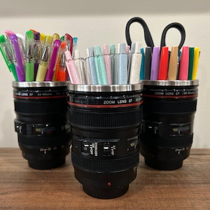 Camera Lens Pen Holder, Gift for Photographer Desk Organizer, Photography Lover, Office Pencil Cup,  Photography Accessories, Canon Nikon