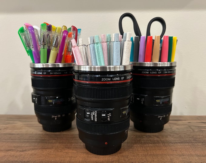 Camera Lens Pen Holder, Gift for Photographer Desk Organizer, Photography Lover, Office Pencil Cup,  Photography Accessories, Canon Nikon