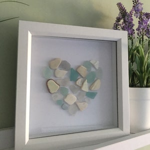Sea glass picture, sea glass gift, Sea glass flowers. Birthday gift. Handmade gift, birthday, Mothers Day, valentines, thank you. Seaham Heart