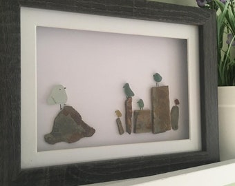 Seeglaskunst: Handgemachtes Küstendekor - Durham Seaglass, Geburtstagsgeschenk, Weihnachtsgeschenk, Seeglasbilder, Vögel, Blumen, Menschen, Herz