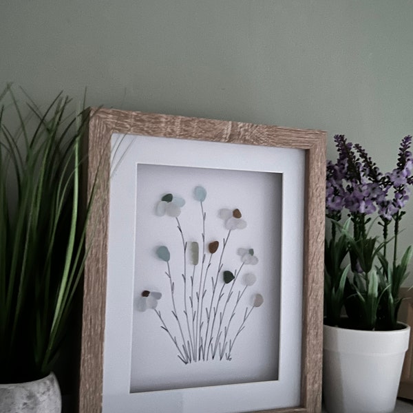 Cadeau fait main, image de verre de mer. Marguerite, lavande, cadeau personnalisé pour la fête des mères. Saint-Valentin, fait main. Cadeau pour elle. Cadeau de remerciement.