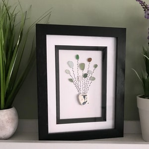 Arte con vidrio marino y guijarros, vidrio marino hecho a mano, vidrio marino Seaham, regalos personalizados, tarjetas personalizadas, regalo de cumpleaños, regalo de Navidad