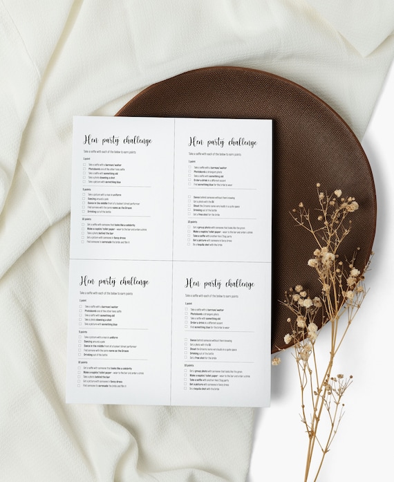 Hen Party Challenge Print at Home Selfie Game Cards - Etsy