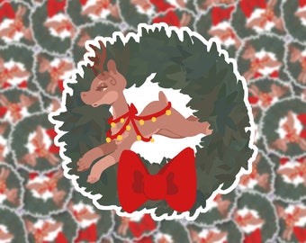 WREATH | Glossy Christmas Deer Wreath Sticker