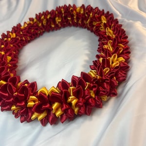 Approx. 36” | Ribbon Lei | Red & Gold