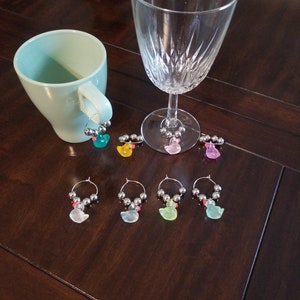 8pc. Beautiful Duckies Wine Glass Markers/Glass Charms/Drink Markers/Glass Identifier/Drink Tracker