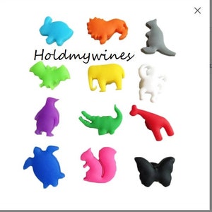 12pc Land Animals Silicone Suction Glass Markers/ Glass Charms/Drink Markers/Glass Identifier
