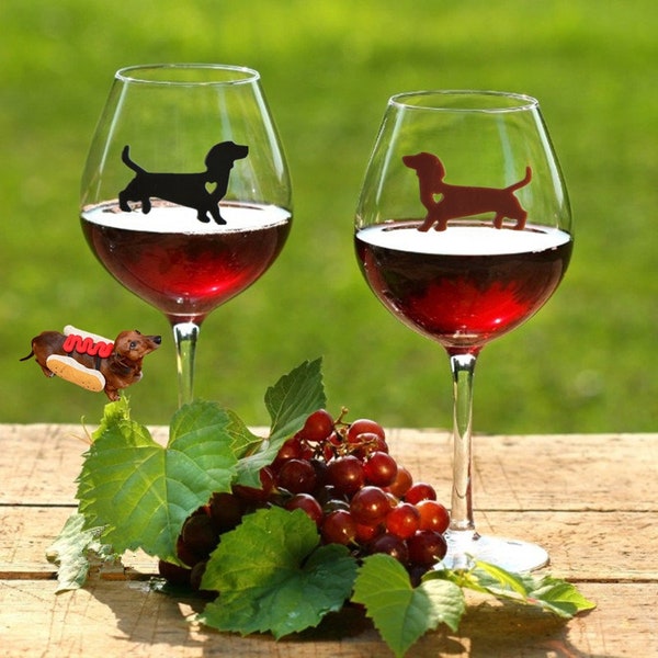 Psst...Buy 2 Sets And Save!!!6pc Cute Dachshund Glass Markers/ Glass Charms/Drink Markers/Glass Identifier/Drink Tracker