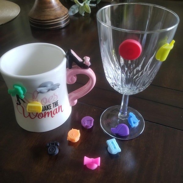 12pcs. Retro Silicone Coffee Mug Marker/Water Glass Markers/Drink Markers/Drink Identifier/Glass Charms