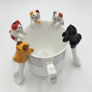 1Pc to 5Pc. Set Very Cute Ceramic Cat Mini Coffee Spoon/Dessert Spoon/Ice Cream Spoon/Novelty Spoon