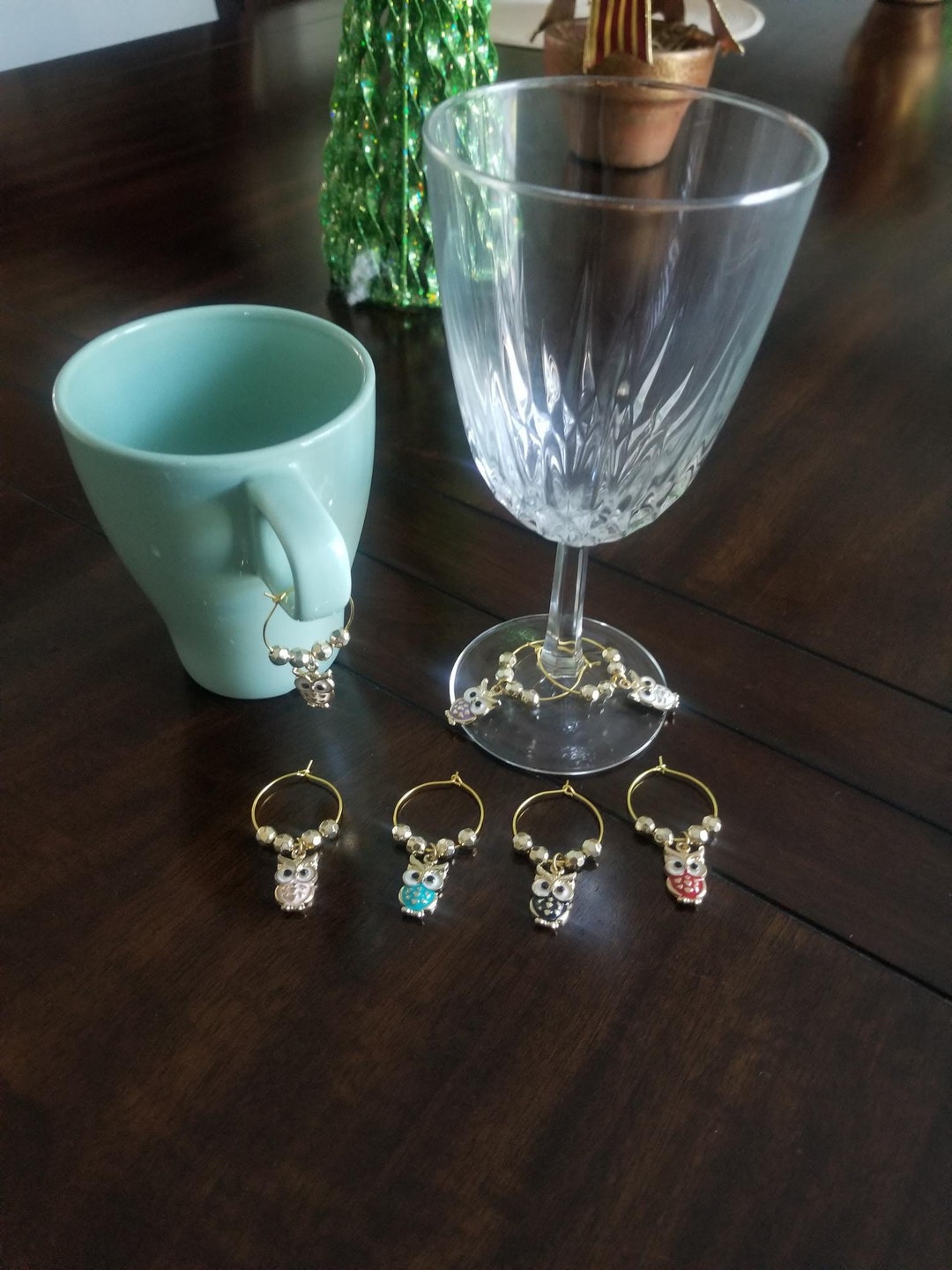 7pc. Beautiful Owl Wine Glass Markers/glass Charms/drink Etsy