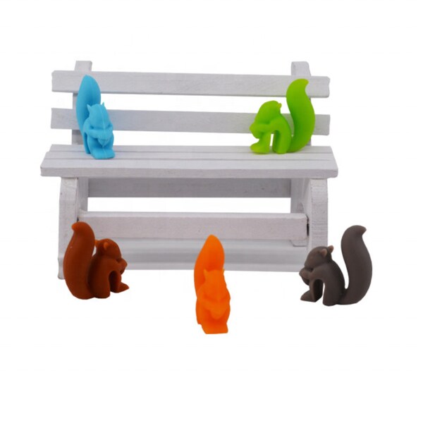 5pc. Silicone squirrel Glass Marker/Glass Charms/Drink Markers/Drink Identifier/Drink Tracker