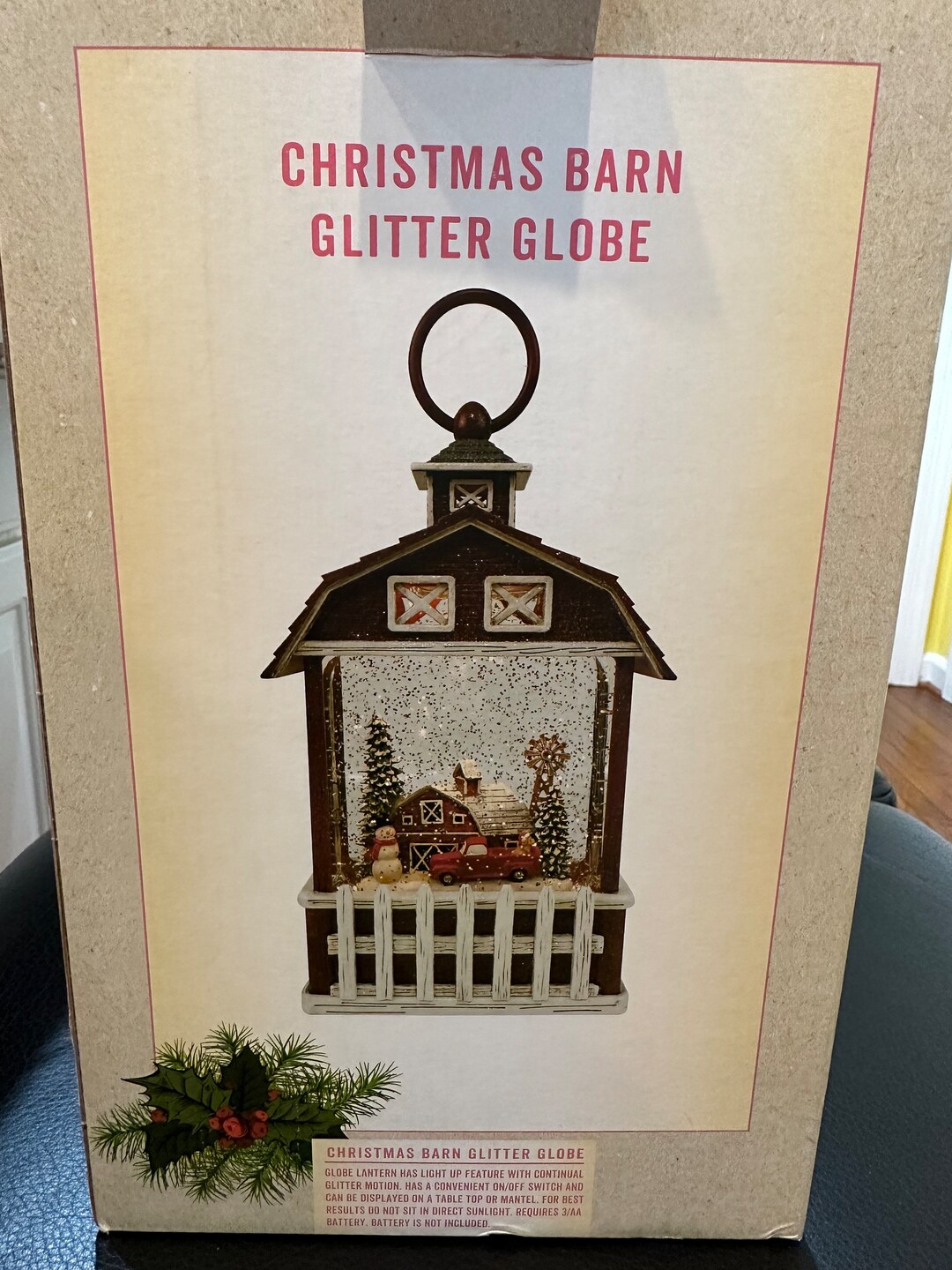 Christmas Barn Glitter Globe Lantern Etsy