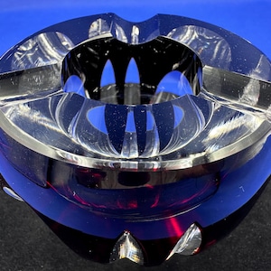 Vintage European Ruby Red Crystal Ashtray