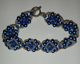 Bracelet en perles de swarovski tissées à la main de STYLE VINTAGE et en cristal preciosa, cadeau de fête des mères, bracelet de demoiselle d'honneur, cadeau unique