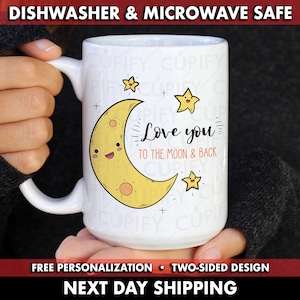 Love You To The Moon Mug, Love You Mug, GrandChild Mug, Heart Christmas Mug, Love Christmas Mug, Family 2023 Gift, Love Child Mug, Vday Mug