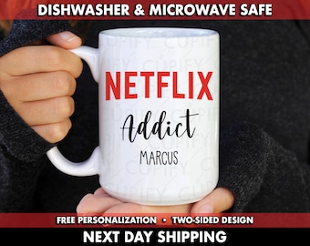 Tasse à café Netflix Addict, tasse addict Netflix, tasse Netflix Junkie, tasse Tv Addict, tasse de dépendance au film, tasse de la Saint-Valentin, tasse de Noël