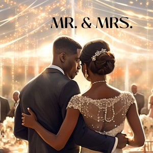 Mr. & Mrs. Frisch verheiratetes Paar, Afroamerikaner, Hochzeit, Grußkarten, Glückwünsche, Jubiläum, Hochzeit, Innenseiten Nachricht,