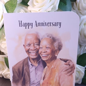 Feliz aniversario, pareja afroamericana, pareja mayor