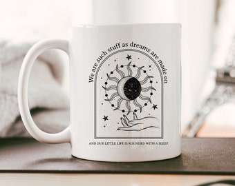 Tazza di William Shakespeare, Siamo fatti di roba come i sogni, Tazza di vetro The Tempest, Tazza letteraria per insegnante di inglese, regalo di compleanno per sorella