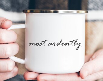 Vurig, Jane Austen-mok, Pride and Prejudice-mok, leesgrage mok voor romantische boekenliefhebbers, leescadeau voor haar verjaardag, literair cadeau