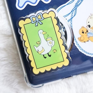 Silly Goose Coffee and Book Fall Magnetic Kindle Grip, Phone Holder, Griptok, E-Reader Accessories, Bookish Merch Gifts for Book Lovers
