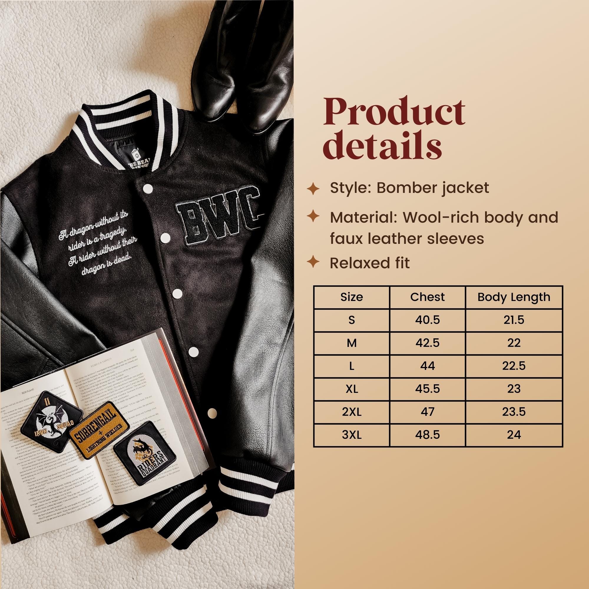Riders Quadrant Varsity Bomber Jacket, Fourth Wing Letterman