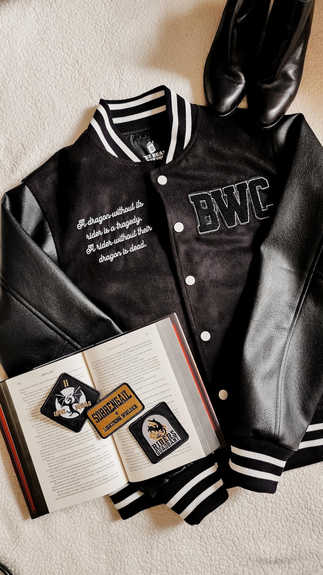 Riders Quadrant Varsity Bomber Jacket, Fourth Wing Letterman
