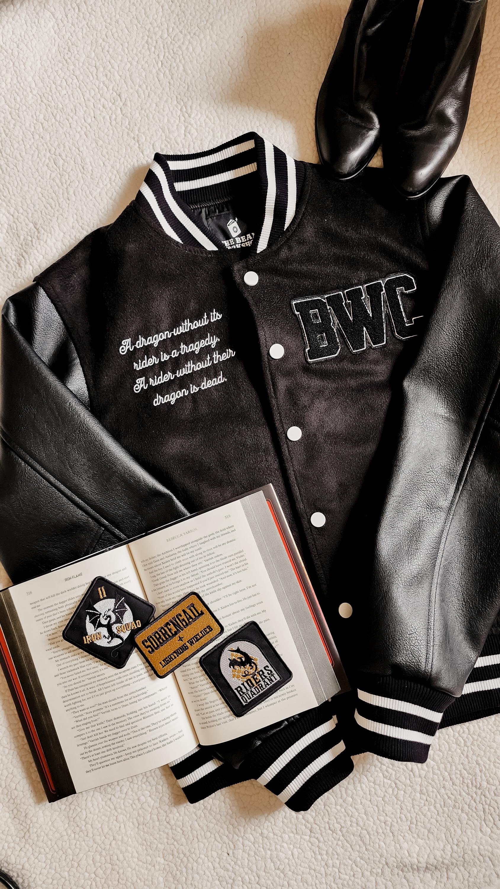 Riders Quadrant Varsity Bomber Jacket, Fourth Wing Letterman