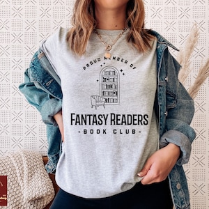 Lässkjorta, fantasyläsare bokklubb t-shirt, boklig födelsedagspresent till bokälskare från bästa vänner, bibliotekarie t-shirt till jul Athletic Heather