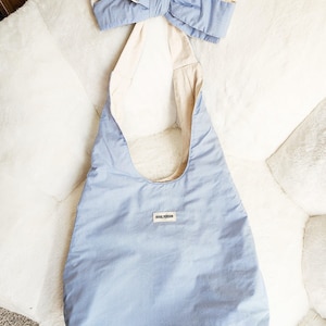 Book Person Blue Striped Extra Large Tote Bag with Bow Knot Handle