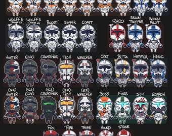 Little Armored Dude Stickers (clones and mandos)