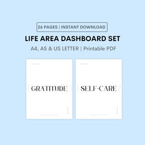 Life Area Dashboard Printable Set, Planner Inserts (A4, A5, Letter Size) (PDF Download)