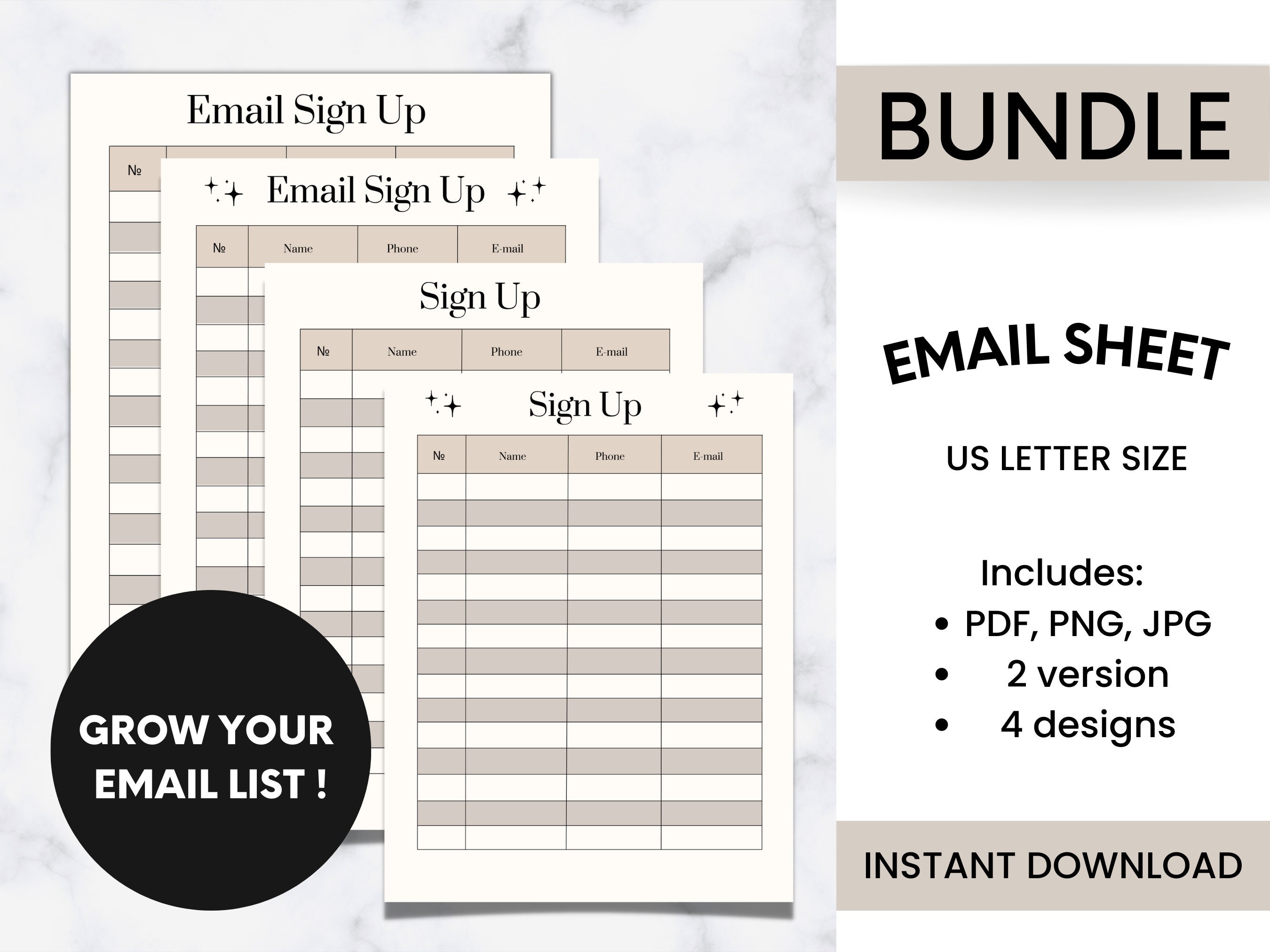 Minimal Email Sign up List Template Downloadable Pop up Event Sign up ...