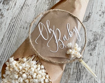 Cake topper dried flowers personalized boho style